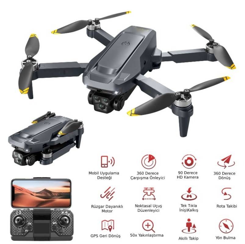 SoundWave Mini 3 Pro -Gps Drone Hd Kamera Beni Takip Et Mod Taşıma Çanta Kalktığın yere dön